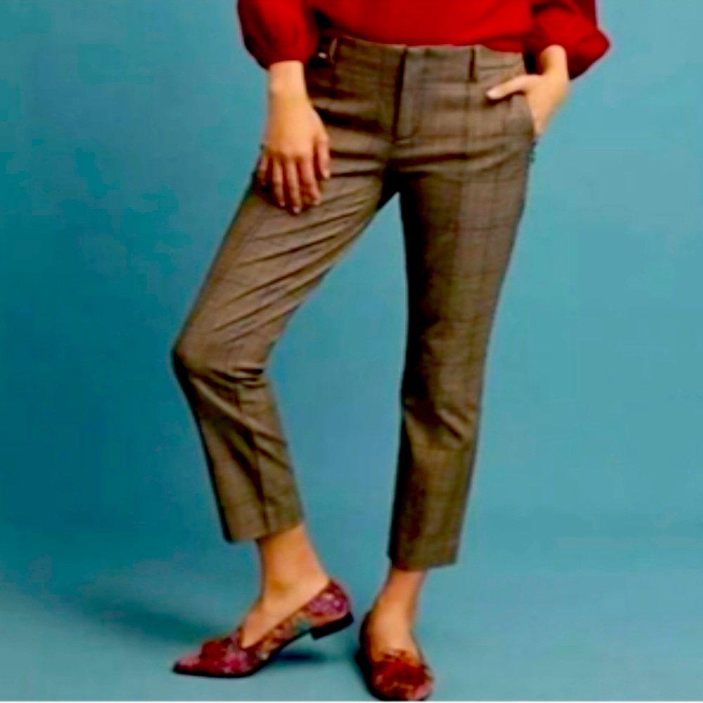 Anthropologie Cropped Plaid Pants